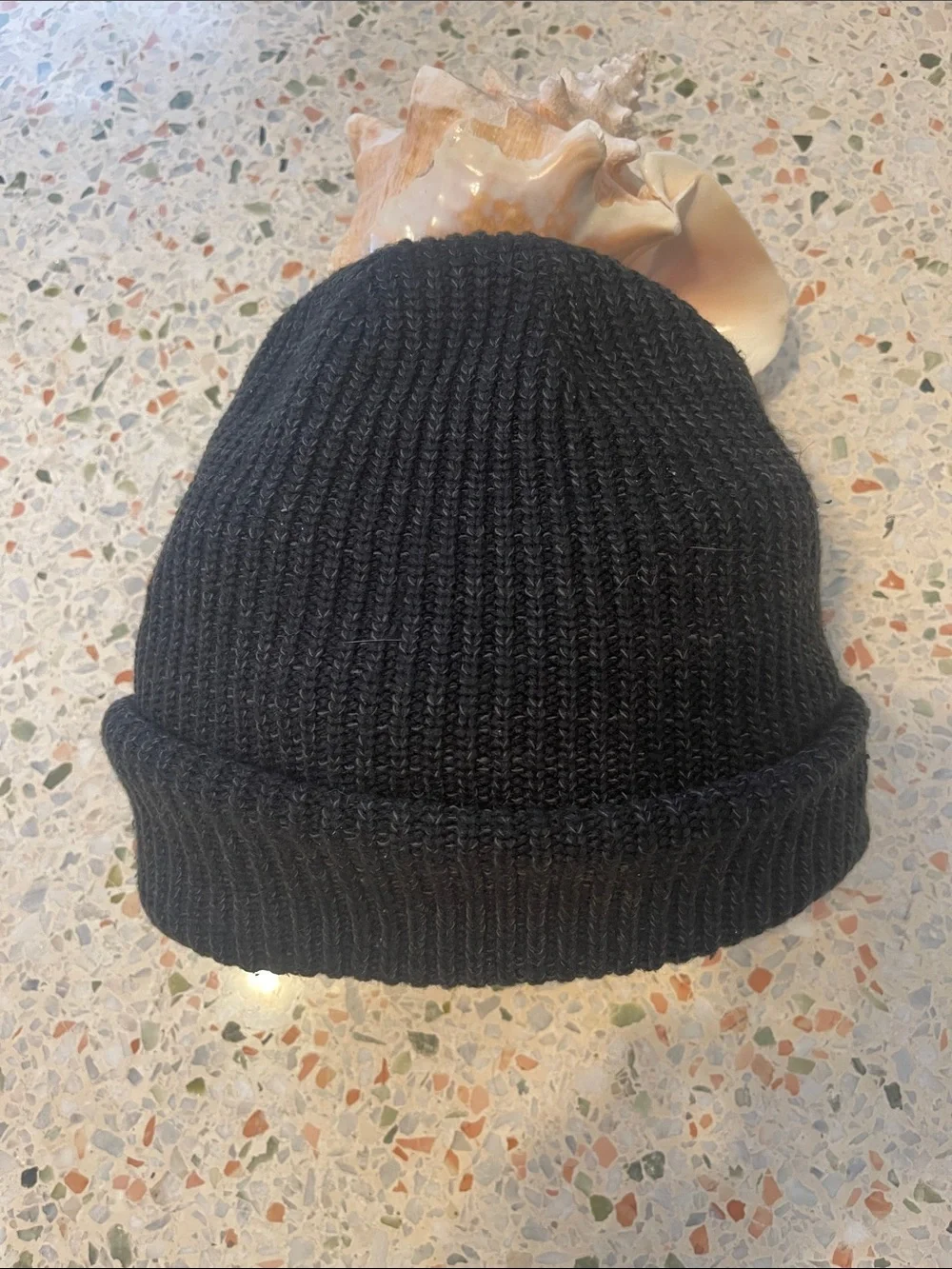 The North Face Black Ribbed Cuffed Beanie with Logo Patch